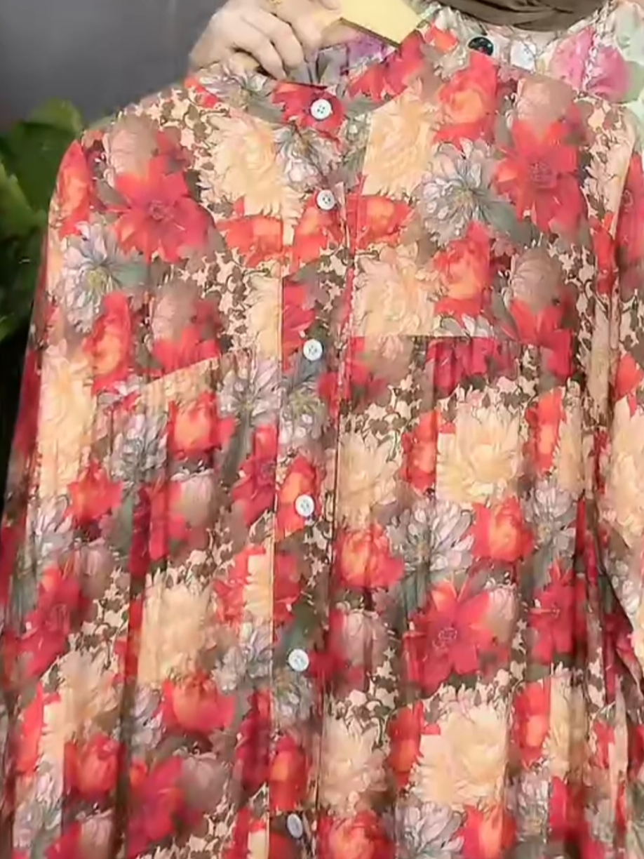 Gamis Belinda - Gamis Lengan Balon Rayon Motif Wanita Muslim #gamis #gamismotif #lenganbalon 