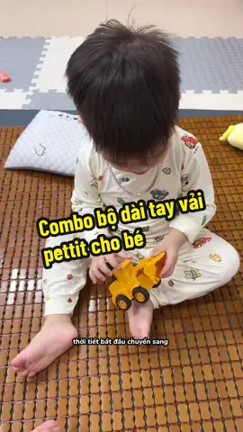 Vộ dài tay vải pettit cho bé, combo bộ quần áo tay dài vải pettit cho bé, mềm mịn, co giãn nhiều hoạ tiết đáng yêu #quanaotreem #botaydaichobe #botaydaithunlanh #botaydaiquandai #chamcon 