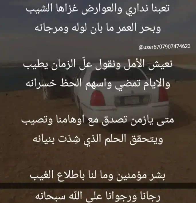 تعبنا نداري والعوارض غزاها الشيب...وبحر العمر ما بان لوله ومرجانه#