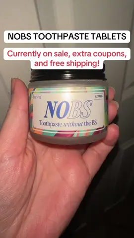 The BEST toothpaste I’ve ever used. Great for sensitive teeth, fluoride free, and has nano-hydroxyapetite to remineralize and rebuild your enamel! #nobs #nobstoothpaste #toothpastetablets 