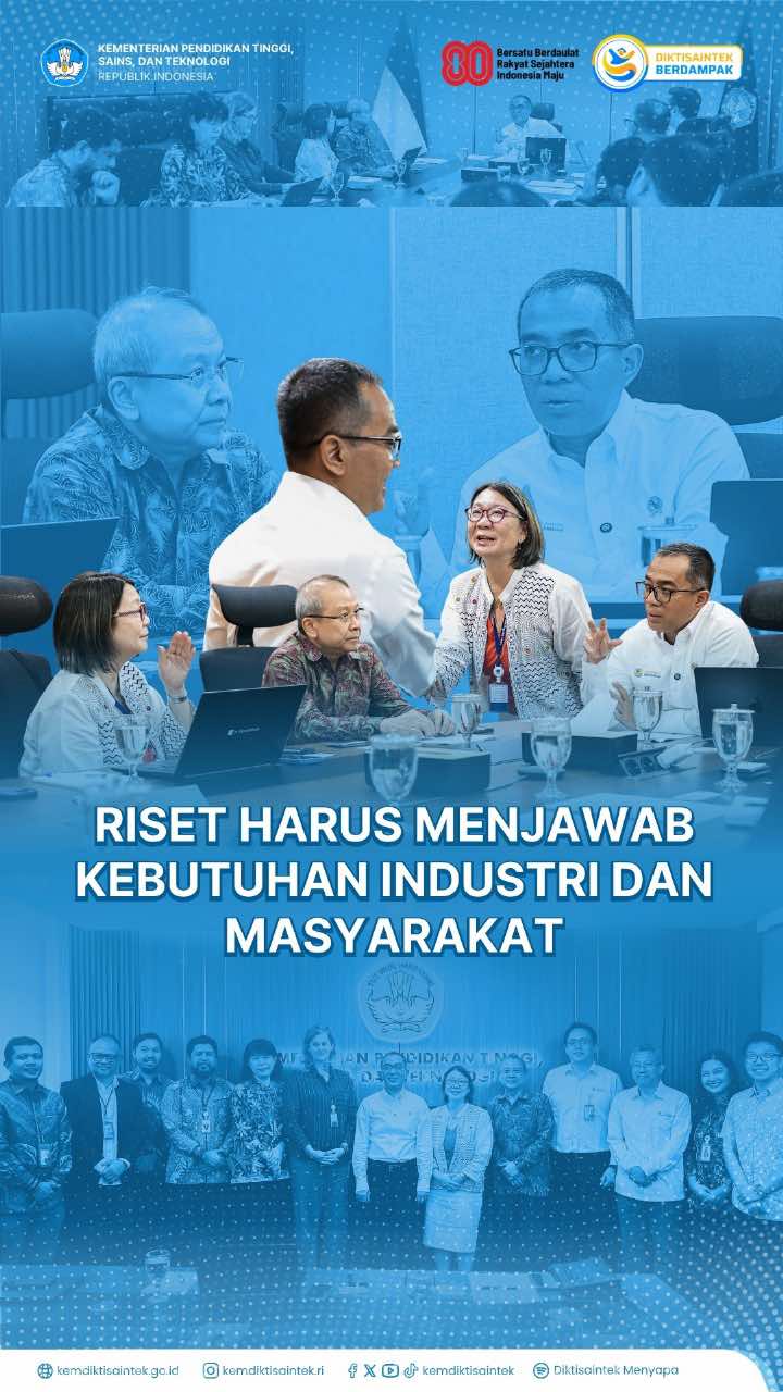 Riset Harus Menjawab Kebutuhan Industri & Masyarakat Halo #InsanDiktisaintek  Kemdiktisaintek bersama Asian Development Bank (ADB) sepakat memperkuat pendidikan tinggi, riset, dan inovasi Indonesia (27/8). Mendiktisaintek Brian Yuliarto menekankan bahwa riset harus bisa melewati “valley of death