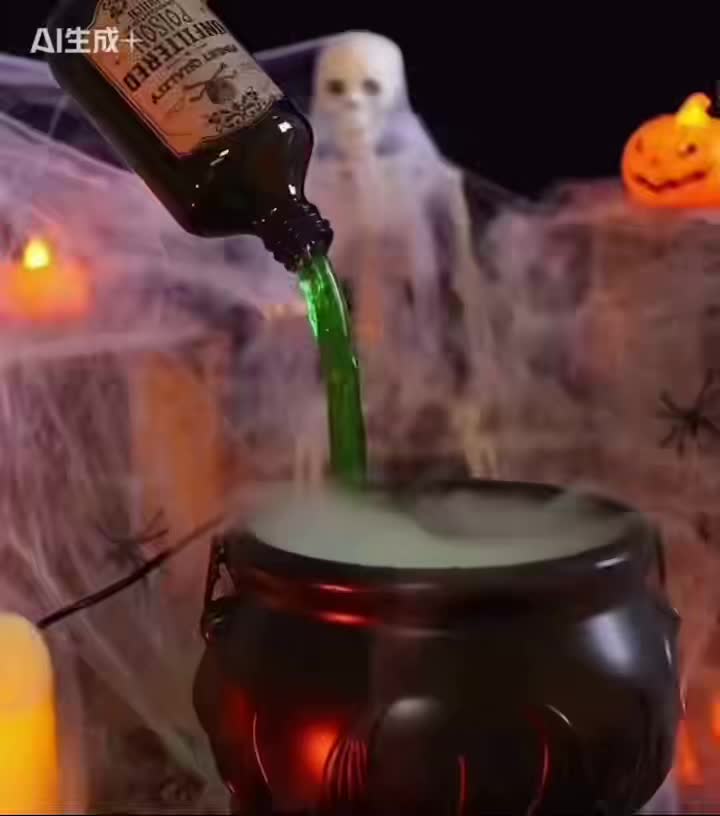 2025 New Skeleton Potion Witches Cauldrons, Magic Floating Potion Bottles and Diffuser Halloween Decorations, Led Mist Maker & Black Magic Cauldron for Enchanting Party Table Decor (Cauldron + Skull) Light Gifts Plastic #HalloweenMagic #WitchBrew #SpookyDecor