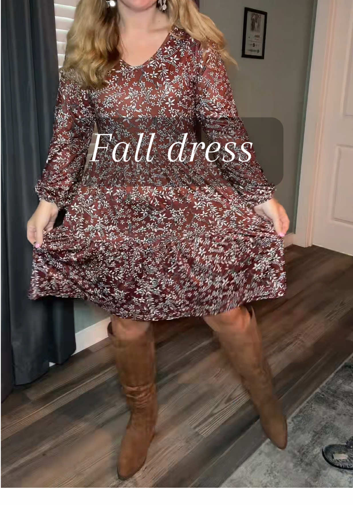 This dress is so comfortable! So cute for fall! Would be perfect for family photos, church, or even date night!  #dress #tiktokshopdress #falldress #churchdress #falloutfitinspo 