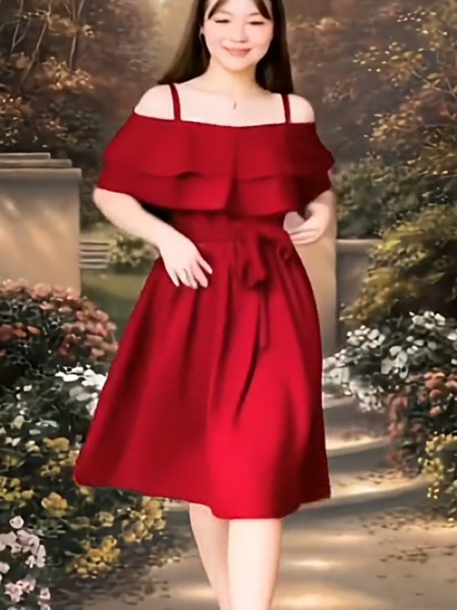 Off Shoulder Plain Dress Kids 10 - 15 Years Old. #offshoulderdres #kidsdress10-15yo #reddress #dress #l_jaizelleshop 