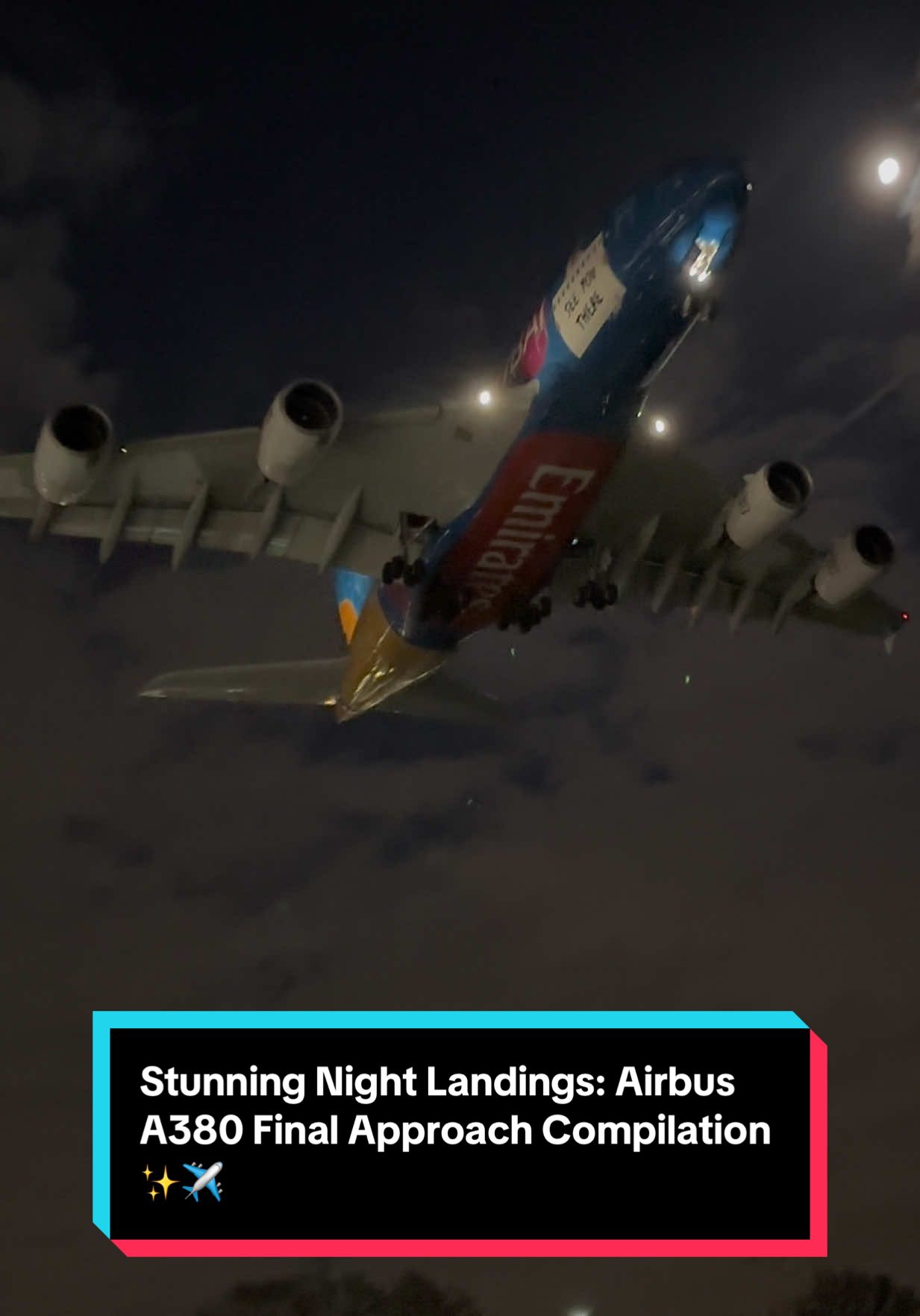 Stunning Night Landings 😮 Airbus A380 Final Approach Compilation ✨✈️ #Airbus #Aviation #Airplane #PlaneSpotting #NightLanding