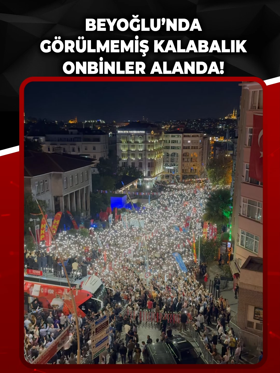 Tutuklanan Beyoğlu Belediye Başkanı İnan Güney’e destek mitinginde mahşeri kalabalık #şişhane #beyoğlu #chp