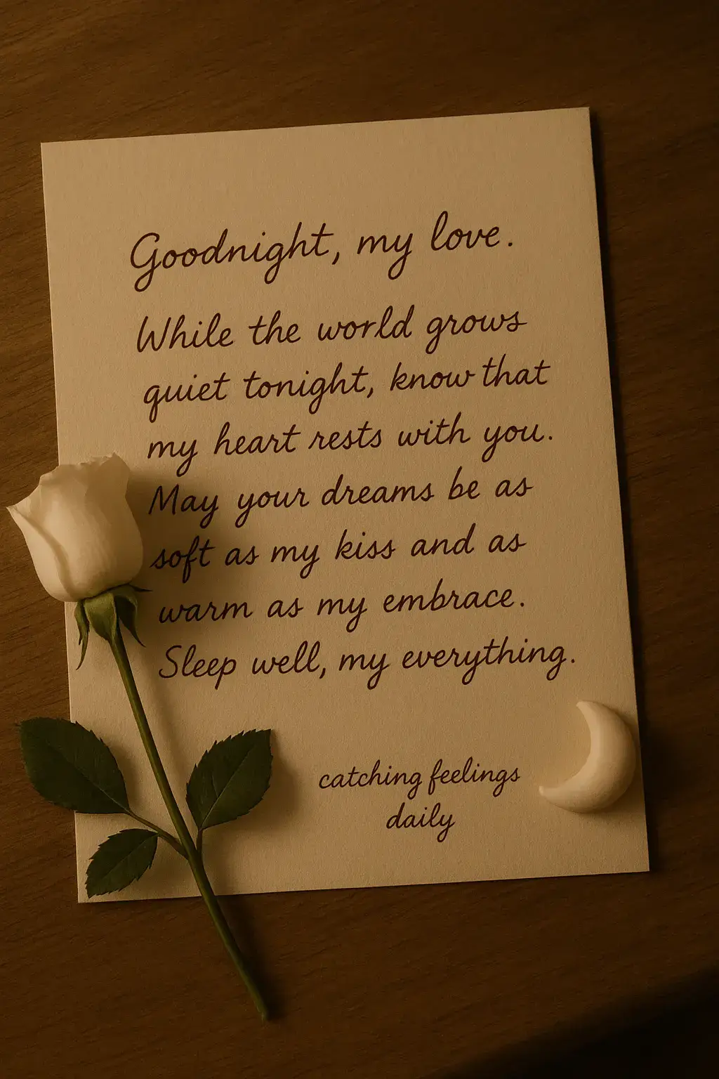 Even in the quiet of the night, my heart finds it's way to you.🧡🌙##Goodnightmylove #catchingfeelingsdaily #LoveNote #Romanticvibes