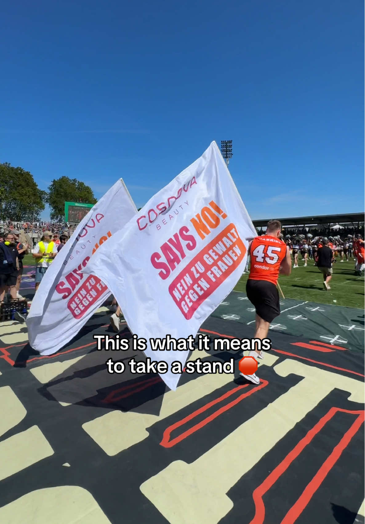 When words aren't enough, you take a stand they can't ignore. @essence.cosmetics, @catrice_cosmetics & @frankfurtgalaxy say NO to violence against women. 🧡✊ #cosnovaSaysNO #GalaxyForChange #WeSayNO #StrongerTogether #FrankfurtGalaxy