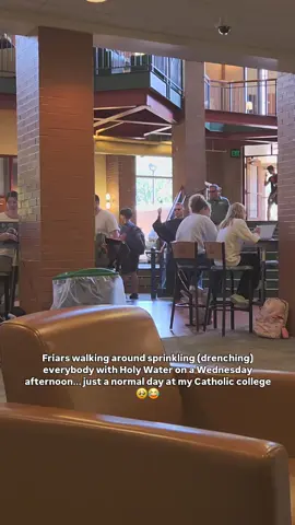 Since this IS an apologetics page and NOT a @franciscanuniversity fan page (although that wouldnt be a bad thing...😂) let's talk abut Holy Water!!  (maybe you can use this caption to repond to the people in the comments who call us superstitous! 😎) In Baptism, God and the Church utilize water that is blessed to remove all stain of sin. It's not the water itself that is forgiving sin and making us born again in Christ, but it's the means by which Christ chose to convey His that Sacrmanetal grace.  After Baptism, when we use Holy Water to bless ourselves when entering a Church or when someone sprinkles us with Holy Water (like what's happening here!), we're reminded of our Baptism.  Holy Water is a Sacramental. The Catechism says in paragraph 1667 that: 