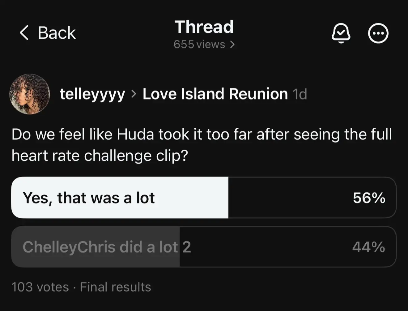 Do we agree or disagree with these poll results on Threads? #loveislandusa #LoveIsland #loveislandreunion 