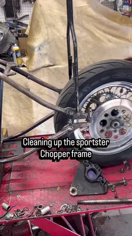 More work on the sportster chopper build. #motorcycle #foryoupage #harleydavidson #sportster #chopper 
