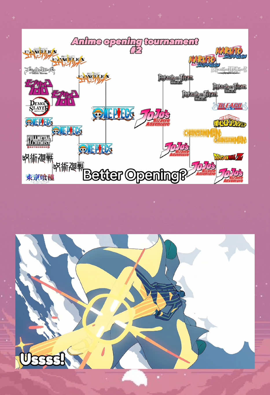 🔥Finals!🔥 One Piece Vs Jojos Bizzare Adventure | Openings #anime #onepiece #jojosbizarreadventure #animeopeningtournament #jankankun1 