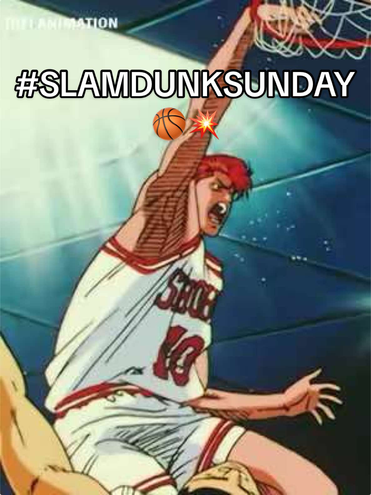 SLAM... DUNK... Repost if you have or dreamt of taking flight like Sakuragi.  🏀 💥 #SlamDunkSunday #SlamDunk #Anime #Basketball #fyp