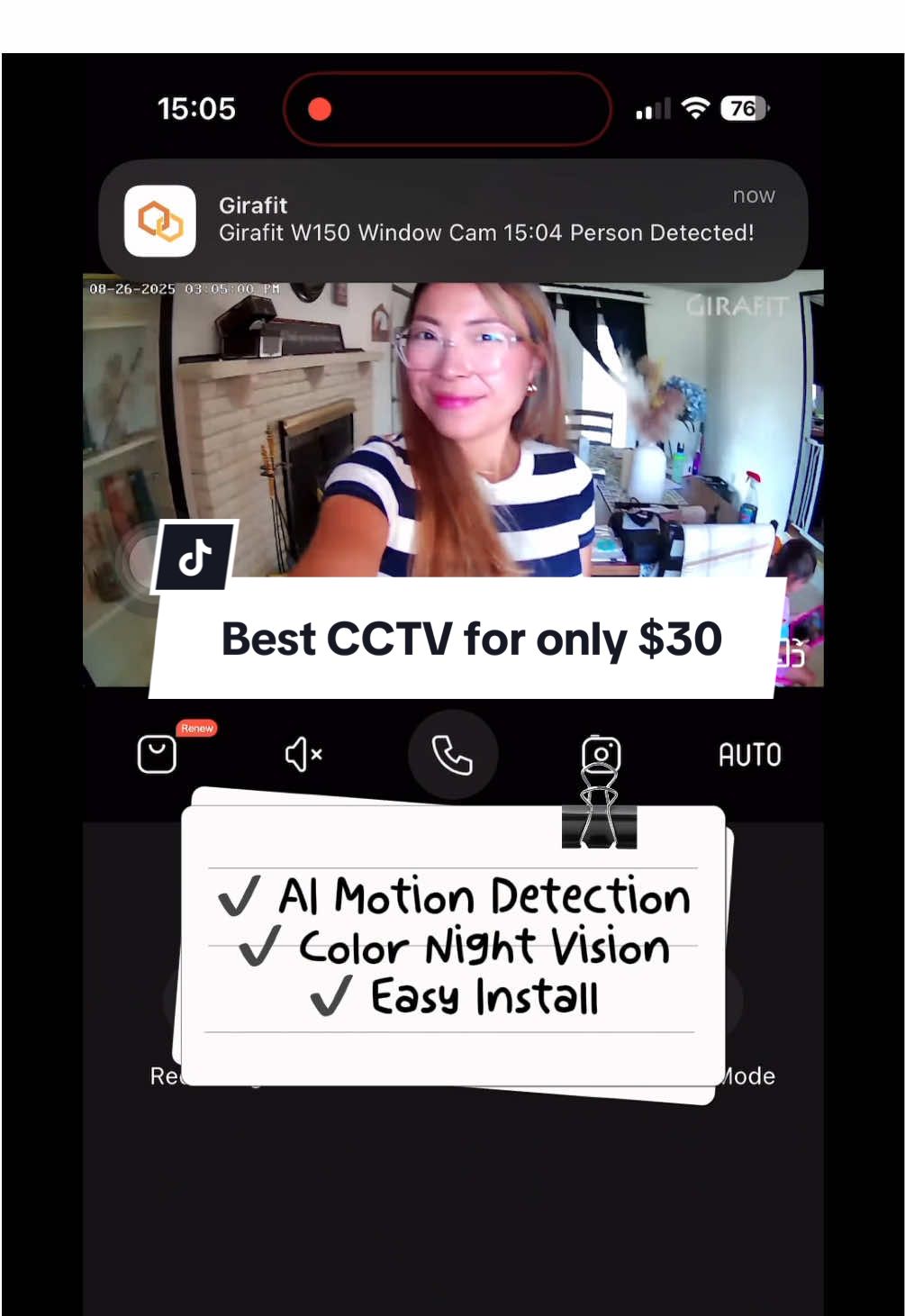 Affordable home security moms actually need! 🏡 This window camera gives you: ✔ 2K HD video ✔ AI motion + person detection ✔ Color night vision ✔ 24/7 live view on your phone ✔ ONLY $30 RIGHT NOW not $35 with FREE 3-day shipping! Perfect for monitoring packages, kids, pets, and your peace of mind! 👀 #cctv #homesecurity #tiktoktech #smarthome #momfinds @Girafit 