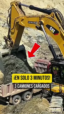 Cómo la excavadora Caterpillar carga 3 camiones de minería en minutos moviendo toneladas