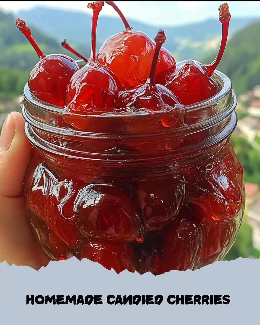 Homemade Candied Cherries  Ingredients: 2 cups natural Maraschino cherries (drained) ¾ cup sugar ⅓ cup cherry juice Instructions: In a heavy-bottomed pot, combine the cherry juice and sugar. Simmer for a few minutes, swirling the pot occasionally, until the sugar dissolves. Add the cherries to the pot and continue to simmer over medium heat, turning the cherries occasionally. The cherries will wrinkle and begin to look candied. When the syrup thickens, use a candy thermometer to check the temperature; it should reach the soft-ball stage (about 237°F). This may take 20–45 minutes. Remove from heat and place the candied cherries on a tray lined with a silicone mat or parchment paper. Store extras in a sealed container in the refrigerator. They should last over 6 months. Enjoy your homemade candied cherries! They're perfect for baking or snacking.