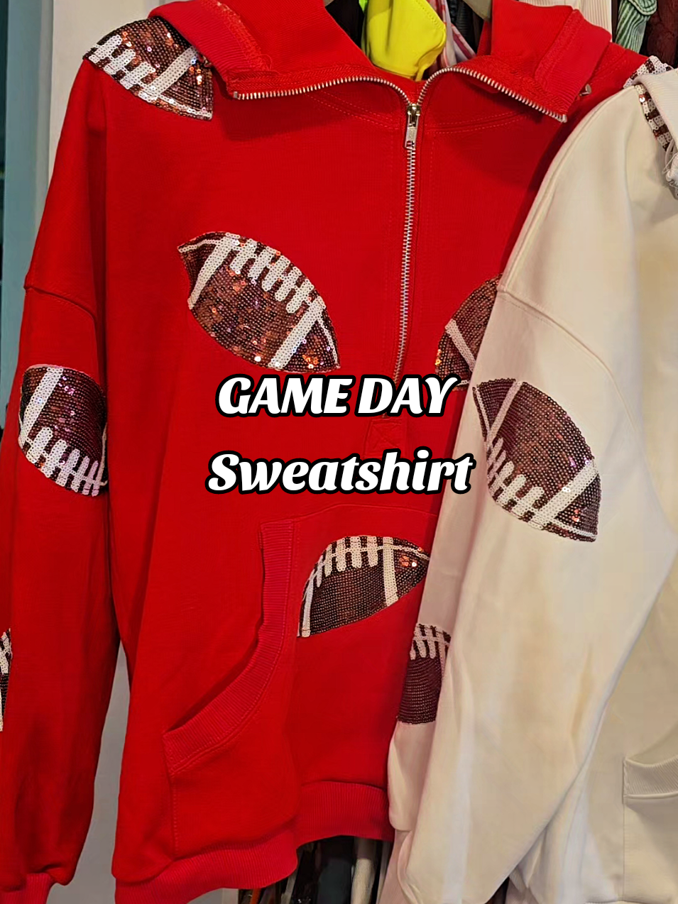 these Game day football Sweatshirts are so cute! #gameday #football #footballsweatshirt #footballmom #footballseason 