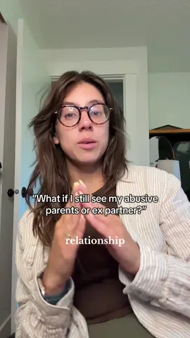 We need to have nuance in conversations around surviving abuse. Some people can’t or do not want to cut off their abusers, but they still belong in the community. My belief is everyone gets autonomy and freedom to do what’s right for them, and as a coach it’s not my job to tell them what they “should” do - it’s my job to support them as they discover their path forward. #healing #trauma #abusiverelationship #toxicfamily #cptsd 