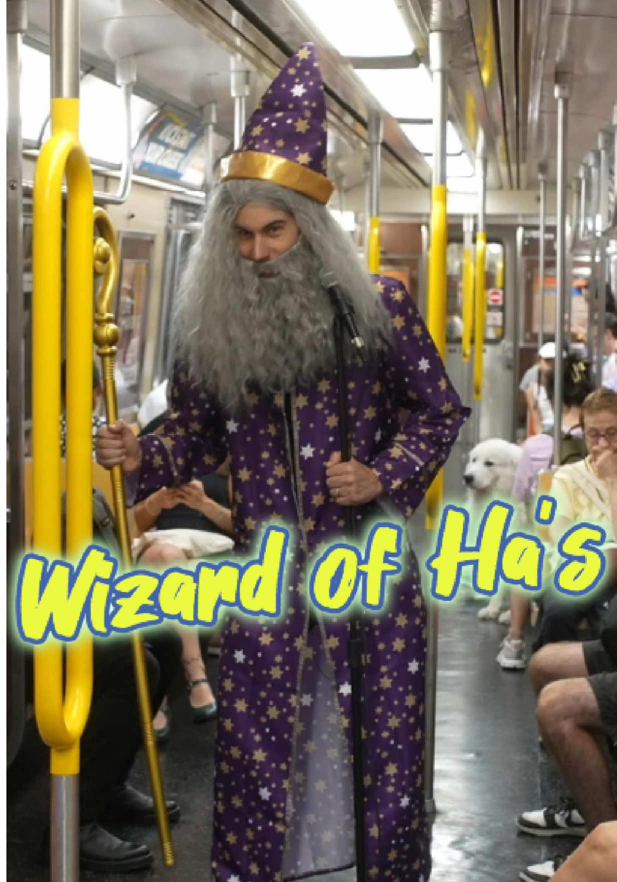 A wizard does stand up on the subway in NYC. 🧙‍♂️#comedian #wizard #subway