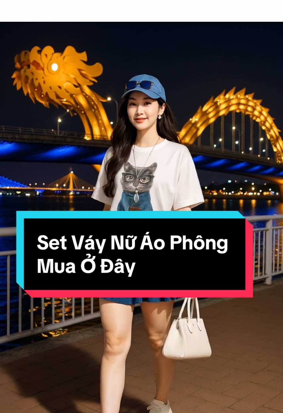 Set Váy Nữ Áo Phông hình meo meo dễ thương #thoitrangnu #xuhuongtiktok #ai #phongcachhanquoc #bothethao 