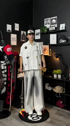 Áo sơ mi thêu nổi #outfit #xuhuong #aosomitheu #somingantay #somiboxy 