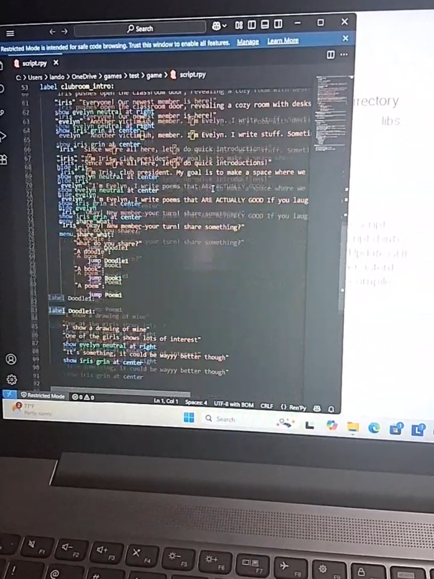 Making A ddlc game #ddlc 