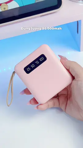 Sạc dự phòng 20.000mah, tích hợp sẵn 4 loại cáp, Siêu tiện lợi không phải mang nhiều dây sạc, Nhỏ gọn màu hồng dễ thương 🎀 #sacduphong #sacduphong20000mah #sacduphongmini #fyp #viral 