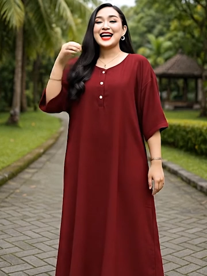daster wanita kekinian warna merah maroon