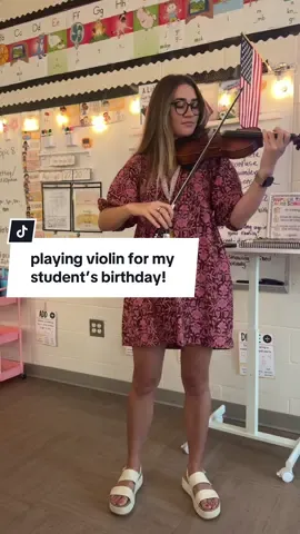always love playing for my kiddos on their birthdays! they definitely test me when they ask me to play songs I haven’t played in years 😅🩷#teachertok #thirdgrade #music #violin #fypシ 