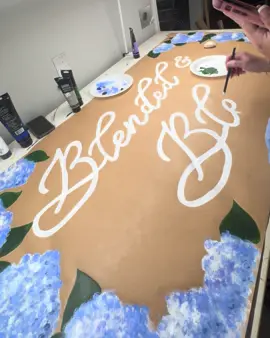This ended up being a series of banners AND a balloon arch (a first!) for a sweet couple who found each other later in life. It’s super fast because it’s two back-to-back banners. My only instructions were blue hydrangeas. Check. #banner #kraft #blended #marriage #wedding 
