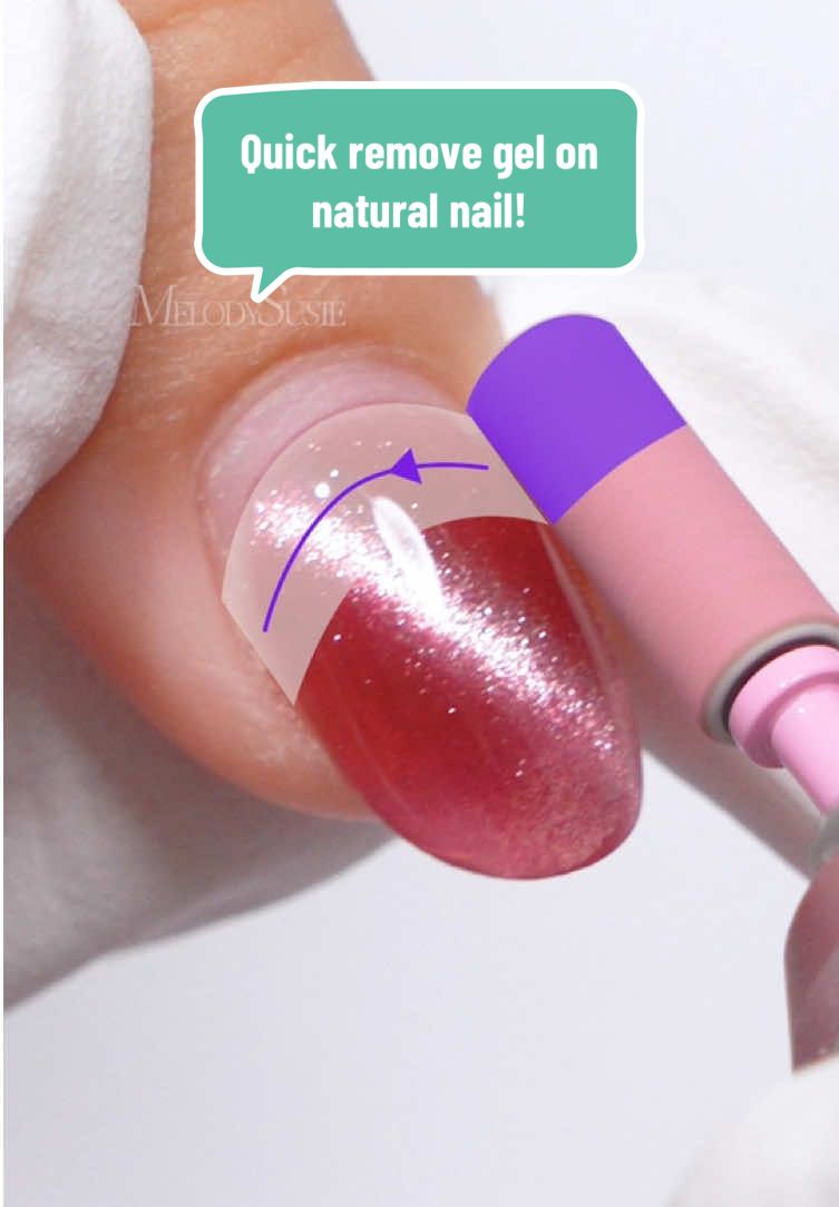 Quick remove gel on natural nails! Safely remove gel using SC300F Nail Drill and Small Sanding Bands! 👉Follow us for more tutorials! #melodysusie #TikTokShopLaborDaySale #naildrill #nailtools #nailtutorial 