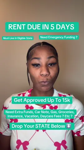 Comment Your STATE Below ⬇️ To See If Your State Is Eligible To Apply #quickfunds #emergecyfunds #tiktokaffiliate #hardshipfunds #hardshipfunding #badcredithelp #foryoupage #financehelp #fyp #tripfunding #billhelp #renthelp #personalfunding #utilityhelp 