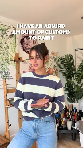 I know my girls are also rewarding themselves with matcha breaks at every given opportunity… stay tuned for more on this custom!!!  Sweater: @Brandy Melville  Jeans: @Levi’s  #artist #miami #customart #OOTD #emilymillerarts 