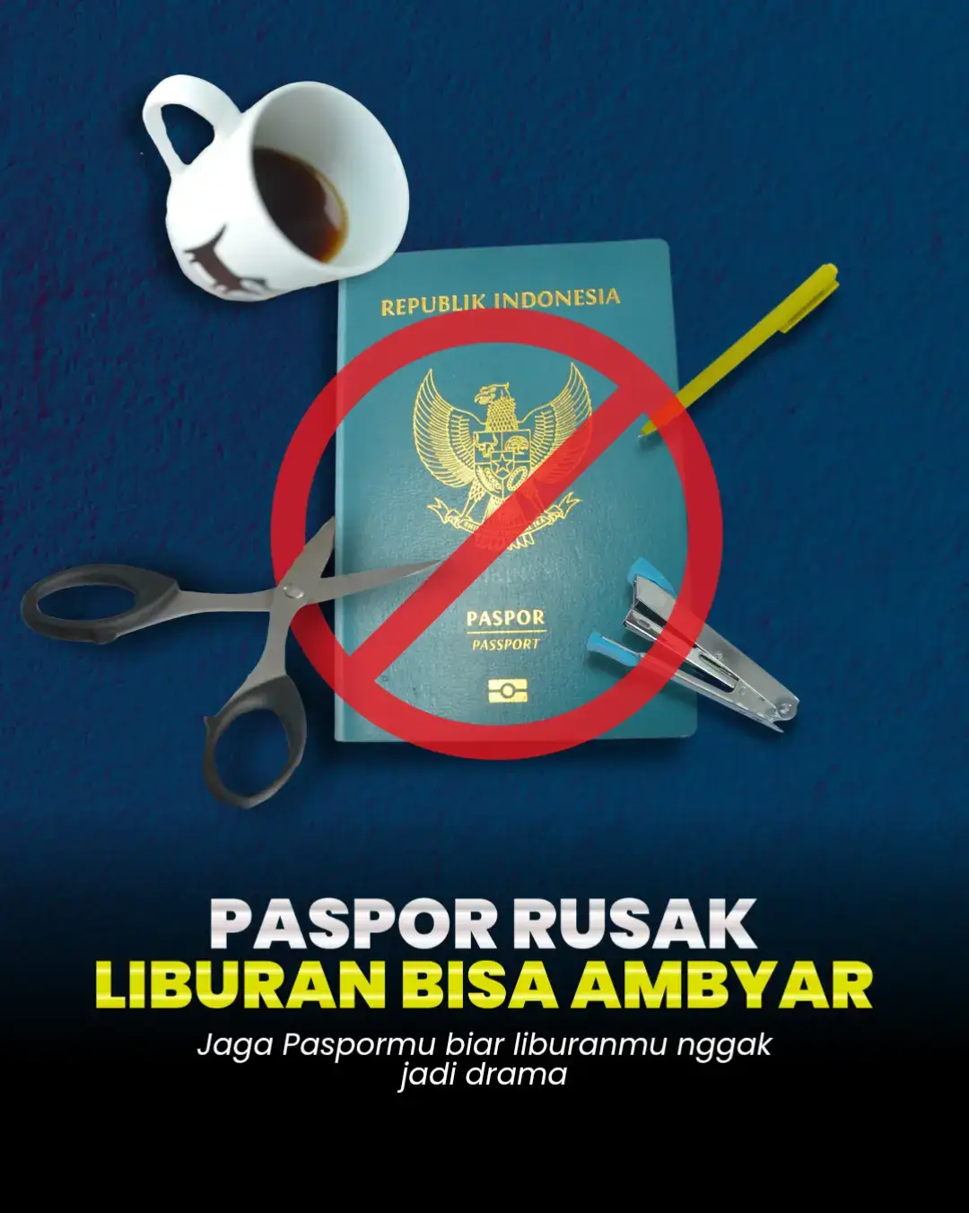 Paspor adalah kunci utama untuk bisa bepergian ke luar negeri. Karena itu, pemilik paspor wajib menjaga dan merawatnya agar tetap dalam kondisi baik. Paspor yang rusak bisa menghambat perjalanan, bahkan membuatmu gagal berangkat. Beberapa kategori paspor rusak yang harus dihindari antara lain paspor yang berlubang, terbakar, tergunting, terkena air hingga basah, terkena noda tinta, ataupun berjamur. Yuk, rawat paspor sebaik mungkin supaya perjalananmu tetap aman dan lancar! ✈️🌍 #paspor #pasporindonesia 