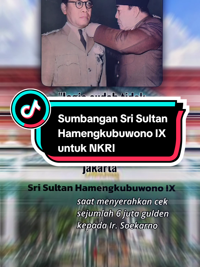 ~RAJA DALAM REPUBLIK~ Sri Sultan Hamengkubuwono IX memberikan kontribusi besar bagi Indonesia, terutama pada masa awal kemerdekaan, dengan sumbangan dana sebesar 6,5 juta gulden dari kas keraton untuk membiayai pemerintahan Indonesia yang sedang kesulitan keuangan, serta menyediakan Yogyakarta sebagai ibukota sementara dan tempat aman bagi presiden serta para menteri untuk menghindari serangan Belanda. Sumbangan materi ini adalah wujud pengorbanan dan pengabdiannya kepada negara. Sultan memberikan dukungan penuh dengan memperbolehkan pemindahan ibukota sementara ke Yogyakarta dan menyediakan fasilitas keraton untuk para pejabat negara. Sultan HB IX menjadi 