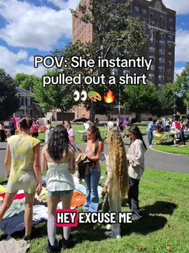 Pulled up to Monroe Park 👀🔥 asked if I could spray her shirt… she didn’t even hesitate — instantly pulled one out and told me to paint it 👕🎨 Her reaction >>> would you wear it? #streetart #fyp #viralvideo #arttok #customclothing