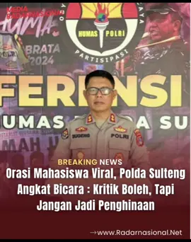Menyusul beredarnya potongan video orasi mahasiswa yang viral di media sosial, pihak Polda Sulawesi Tengah memberikan tanggapan resmi. Melalui Kasubbid Penmas AKBP Sugeng Lestari, polisi mengimbau agar masyarakat, khususnya mahasiswa, menyampaikan aspirasi dengan cara yang santun dan beretika. “Mau terpotong ataupun keseluruhan, ada statemen tersebut di luar dari narasi yang ada. Tentu hal ini tidak selaras dengan substansi aksi yang dilakukan,” ujar AKBP Sugeng dalam keterangan tertulisnya, Kamis (28/8/2025). Ia menegaskan, pihak kepolisian terbuka terhadap kritik, namun harus disampaikan secara etis dan tidak bernuansa provokatif. “Kami terbuka terhadap kritik, tapi harus disampaikan dengan etika dan tidak provokatif,” tegasnya. Menurutnya, orasi yang beredar itu sangat disayangkan karena tidak mencerminkan etika intelektual seorang mahasiswa. “Kami memahami dinamika aksi, tapi jangan sampai kritik dibungkus dengan penghinaan. Banyak personel kami lulusan S1, S2, bahkan ada yang bergelar doktor,” pungkas AKBP Sugeng. Selengkapnya di www.RadarNasional.net