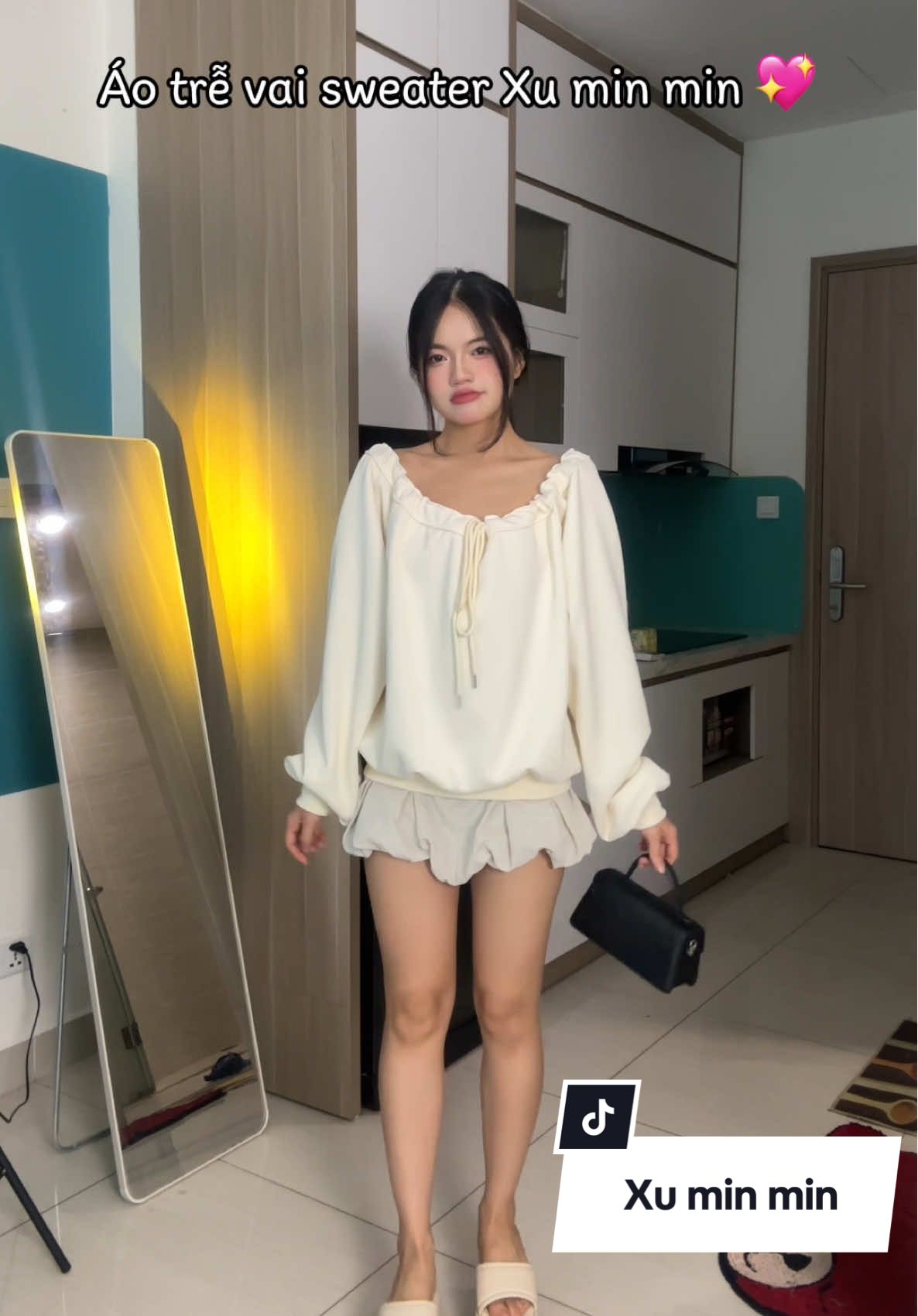 Áo trễ vai sweater điệu đà nữ tính #linhlipreview #xuminmin #aotrevai #sweater 