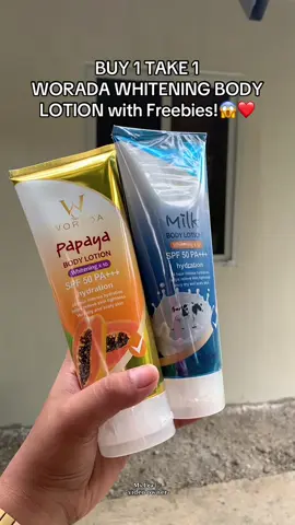 Buy 1 take 1 Worada Whitening Body Lotion with Freebies!😱❤️ #worada #whiteningbodylotion #buy1take1 #spf50pa➕➕➕ 