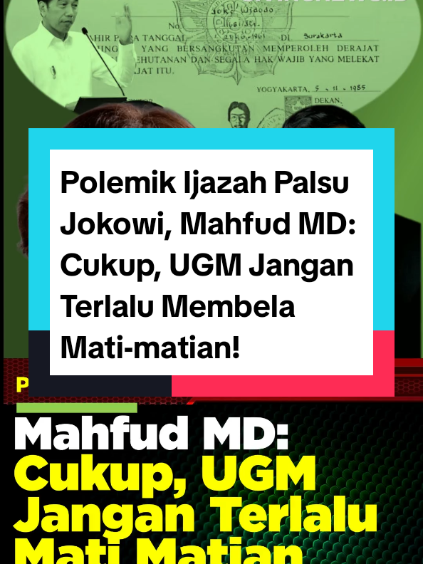 Polemik Ijazah Palsu Jokowi, Mahfud MD: Cukup, UGM Jangan Terlalu Membela Mati Matian! #ijazahpalsujokowi #ovaemilia #mahfudmd #videoviral #jokowi 