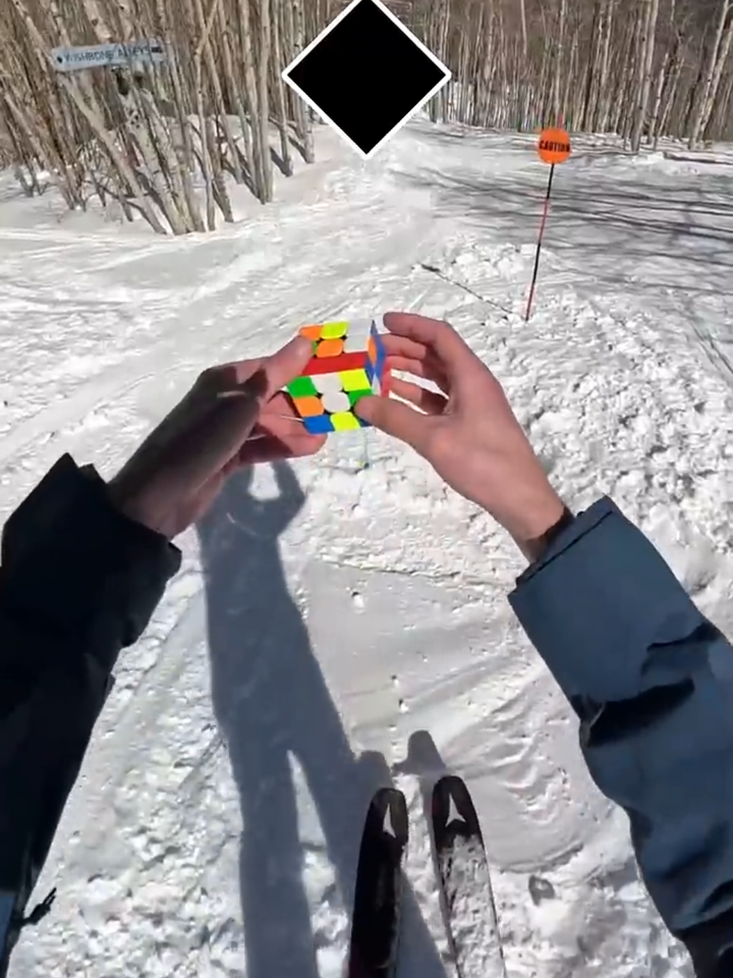 Cubing Vs Skiing. but it's Harder every run #cube #cuber #rubik #cuberx5 #rubiks 