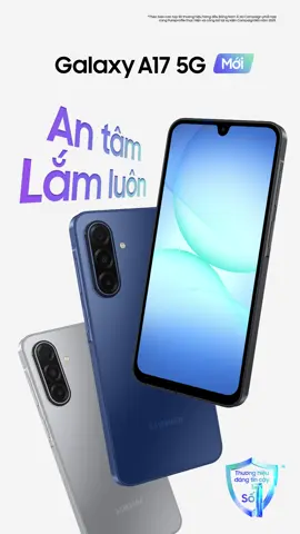 ✨ Samsung Galaxy A17 5G MỚI - Mỏng nhẹ thời thượng với độ dày chỉ 7.5mm cùng cụm 3 camera thế hệ mới nổi bật trên mặt lưng ánh kim mờ, tạo nên vẻ ngoài tinh tế và hoàn thiện. Màn hình Super AMOLED 6.7” cực nét cùng lớp kính Gorilla Glass Victus hạn chế trầy xước, an tâm hơn trong mọi trải nghiệm..Bảng màu đậm chất riêng: Đen Titan, Xanh Navy và Xám Khói. 👉 Chọn Galaxy A17 5G NGAY! #Samsung #GalaxyA17 5G #AnTamLamLuon