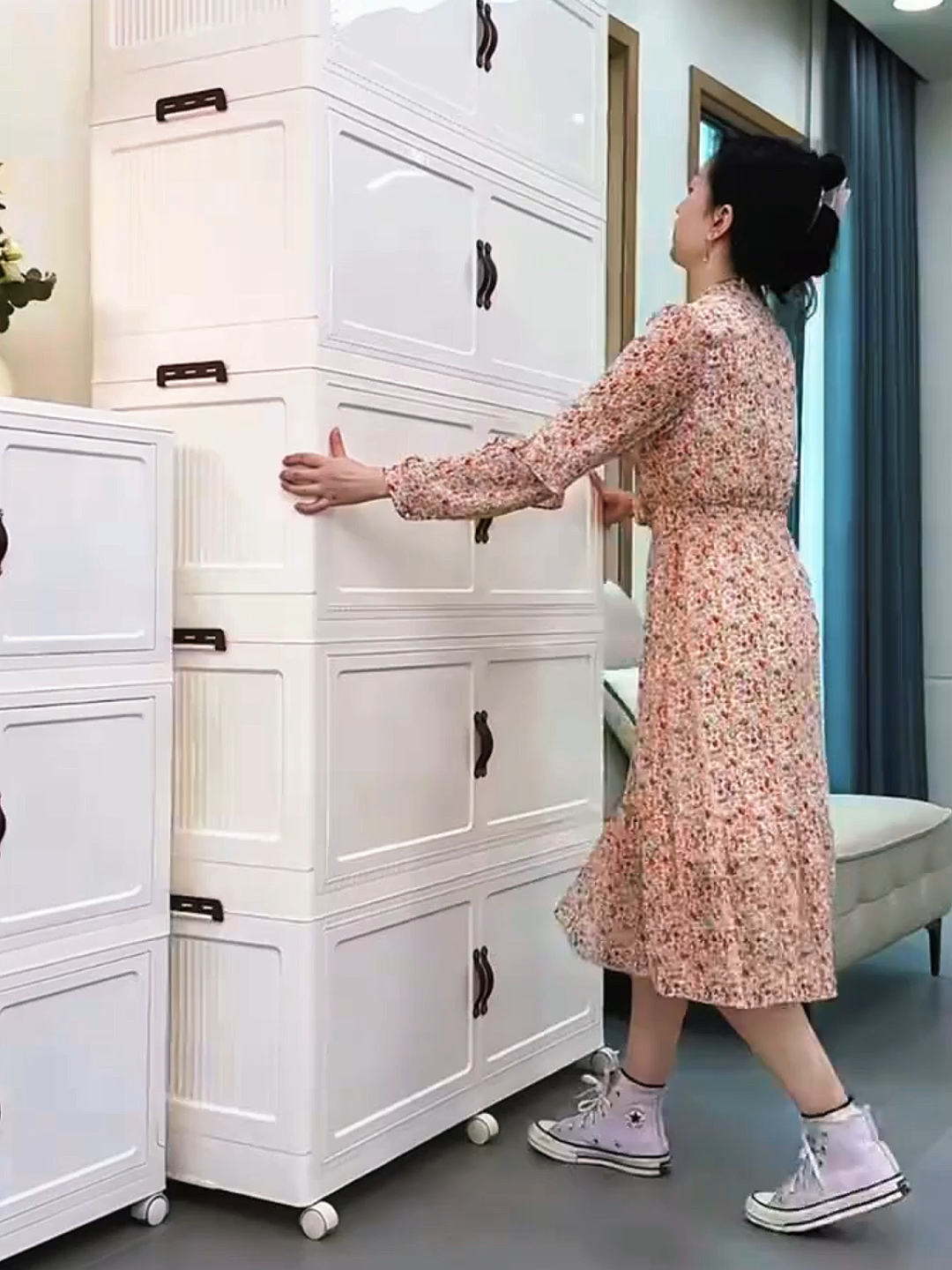 Hide the mess, keep the calm 🌿 Simple storage for a clutter-free home. Buy today! #SIVHomedecoph #fyp #foldablestoragecabinet