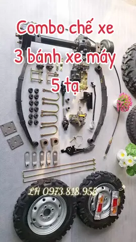 trọn bộ phụ tùng chế xe máy thành xe ba bánh tải trọng 500 kg bánh gai địa hình #xemay3banh #phụtungxebabanh