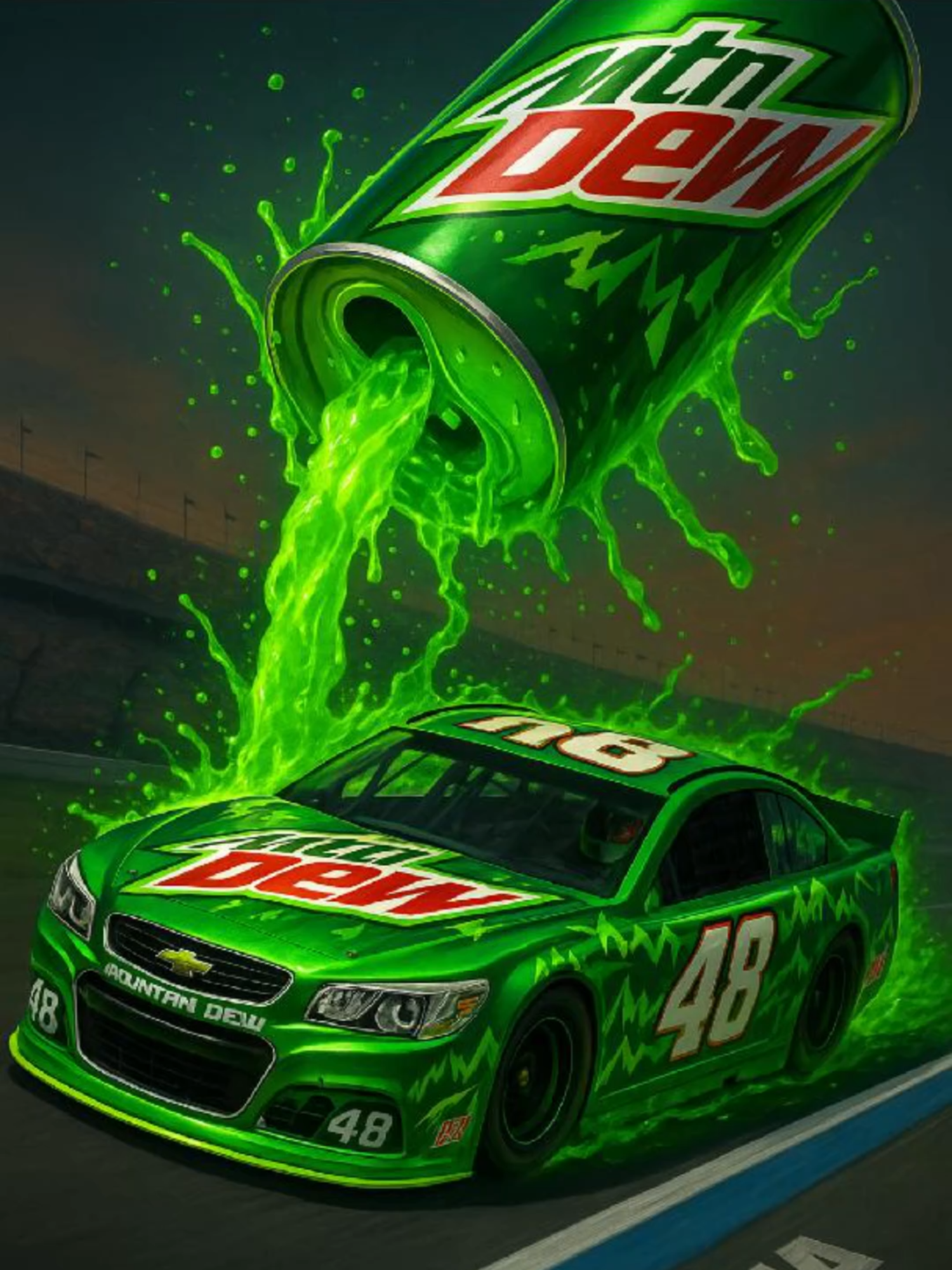 Racing at Daytona – and once again, it’s a massive crash! 💥🏎️💚 #Daytona #NASCAR #MountainDew #DoTheDew #iRacing
