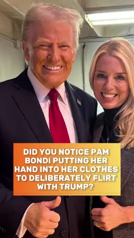 Did you notice Pam Bondi putting her hand into her clothes to deliberately flirt with Trump?  #usa #fyp #celebrity #nyc #trump #pambondi