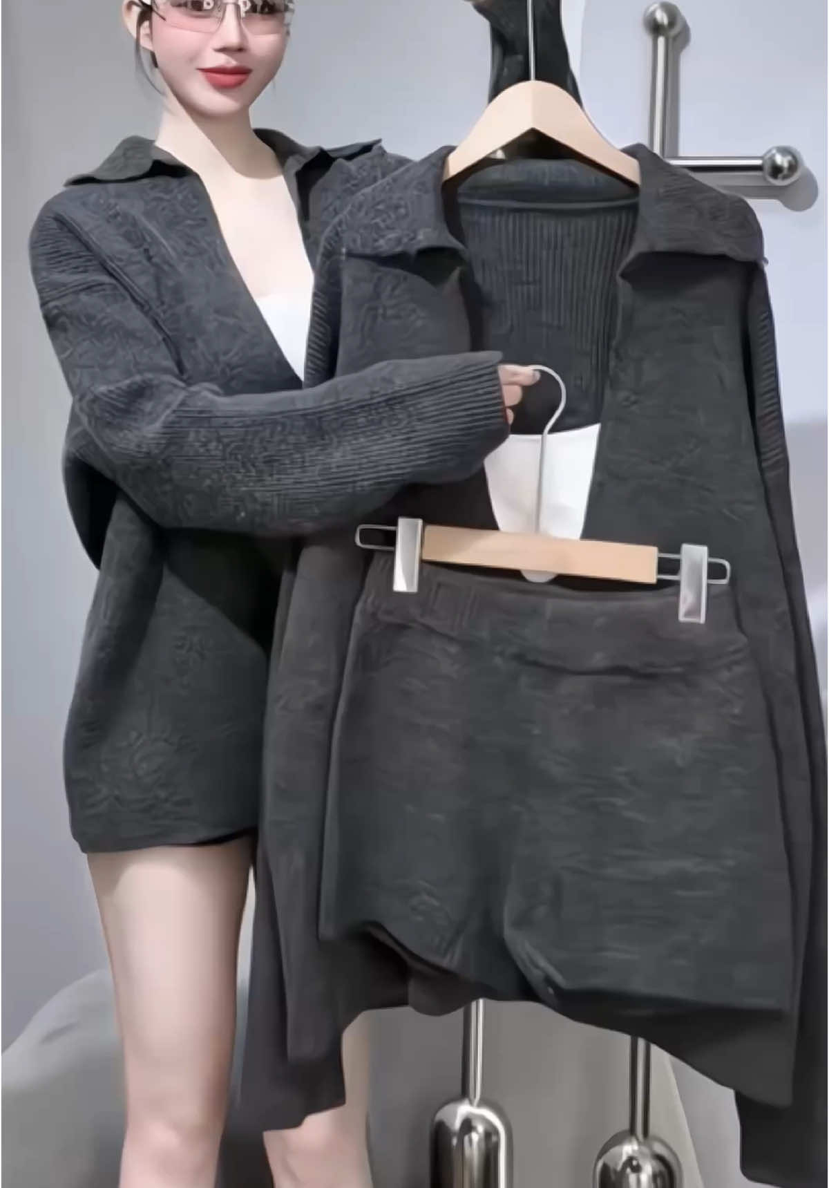 Bộ Set 3 Món Chất Tăm Len Dài Tay #setdonu #setdoxinh #thoitrangnu #xuhuong 