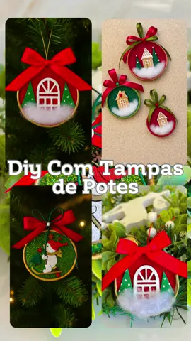🎄 DIY – Adorno de Natal com Tampas de Pote de Conserva Esse tipo de adorno é super acessível, fácil de fazer em série e fica lindo na árvore, em guirlandas ou até como lembrancinha de Natal. #navidad #christmas #adorno #enfeitesdenatal #DIY 
