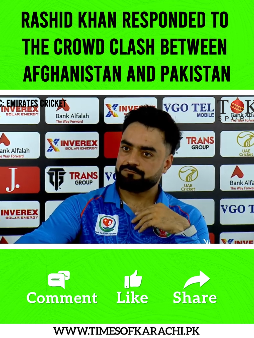 Afghanistan cricket team captain Rashid Khan sent a message to fans ahead of the Pakistan vs Afghanistan match, following crowd unrest during their last encounter #TOKSports #RashidKhan #PAKvAFG #TriSeries