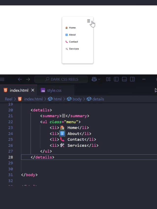 👨‍🎓 Learn to Code with Coddy Tech 💻 🚀 Create Sidebar Toggle Menu using only Details and Summary tags 💡 💻 Coddy Tech makes coding fun 🎯, interactive 🤝, and beginner-friendly 🌱 ✨ From HTML & CSS 🖋️ to advanced Programing languages, learn step by step. 🏆 Practice with challenges, projects, and real-time feedback ⏳. 📃 Let’s Join Coddy Tech and get started! 🔗 Check Link in Bio #webdevelopment #webdesign #code #hack #frontend #html #web #programming #coding #hack #reels #tiktok #foryou #tipsandtricks 